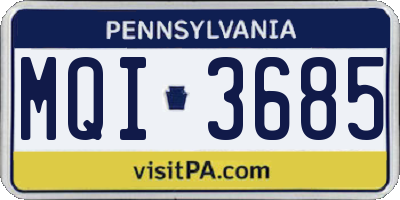 PA license plate MQI3685