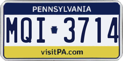 PA license plate MQI3714