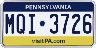 PA license plate MQI3726