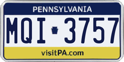 PA license plate MQI3757