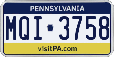 PA license plate MQI3758