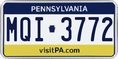PA license plate MQI3772