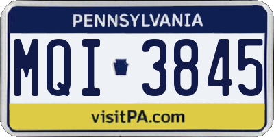 PA license plate MQI3845