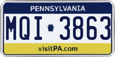PA license plate MQI3863