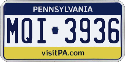 PA license plate MQI3936