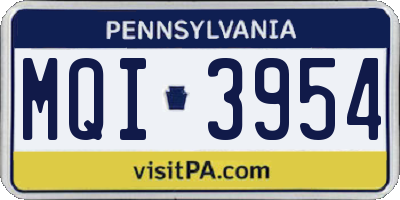 PA license plate MQI3954
