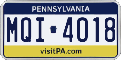 PA license plate MQI4018