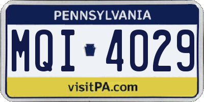 PA license plate MQI4029