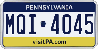 PA license plate MQI4045