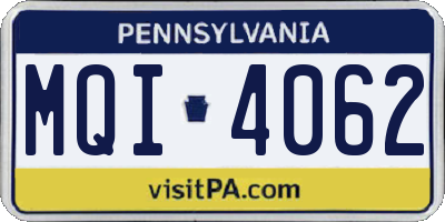 PA license plate MQI4062