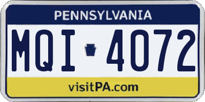 PA license plate MQI4072