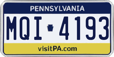 PA license plate MQI4193