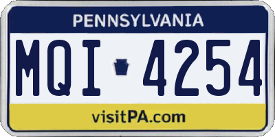 PA license plate MQI4254