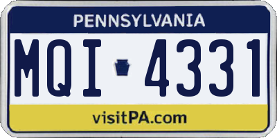 PA license plate MQI4331