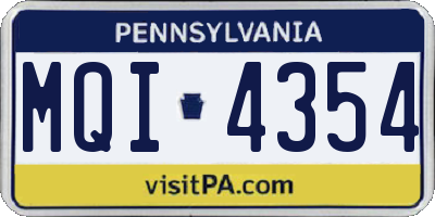 PA license plate MQI4354