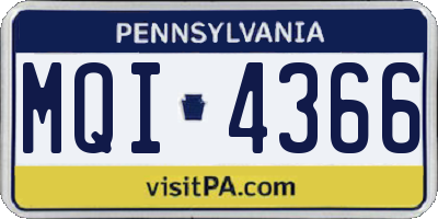 PA license plate MQI4366