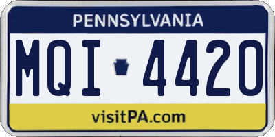 PA license plate MQI4420