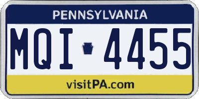 PA license plate MQI4455