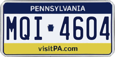 PA license plate MQI4604