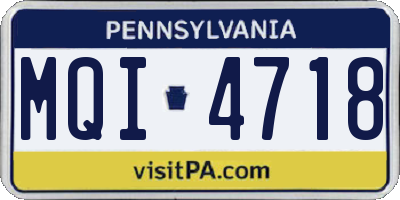 PA license plate MQI4718