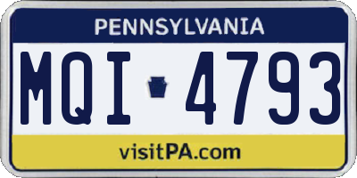 PA license plate MQI4793