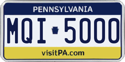 PA license plate MQI5000