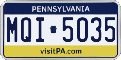 PA license plate MQI5035