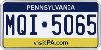 PA license plate MQI5065
