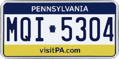 PA license plate MQI5304
