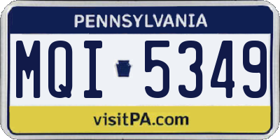 PA license plate MQI5349