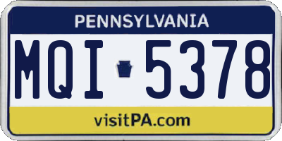PA license plate MQI5378
