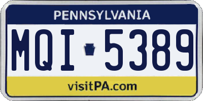 PA license plate MQI5389