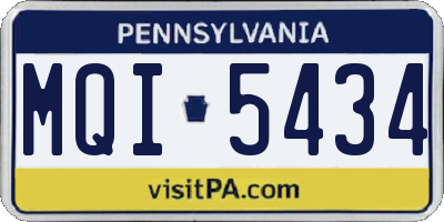 PA license plate MQI5434