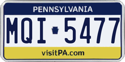 PA license plate MQI5477