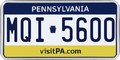 PA license plate MQI5600