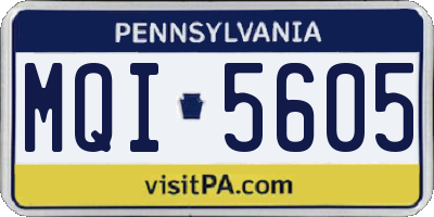 PA license plate MQI5605