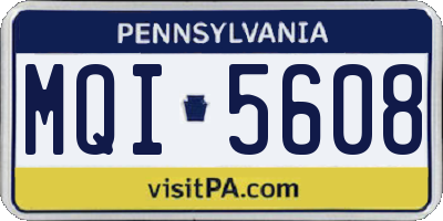 PA license plate MQI5608