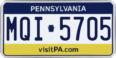 PA license plate MQI5705