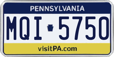 PA license plate MQI5750