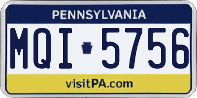 PA license plate MQI5756