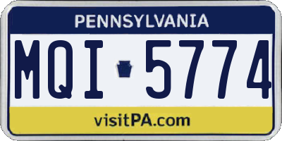 PA license plate MQI5774