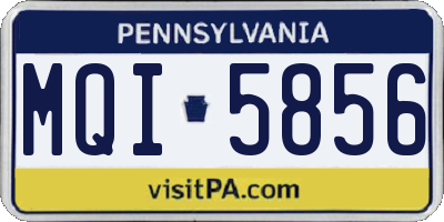 PA license plate MQI5856
