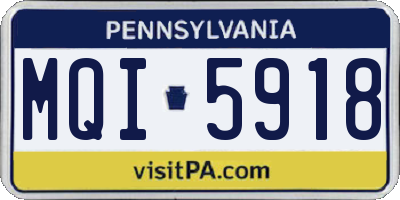 PA license plate MQI5918