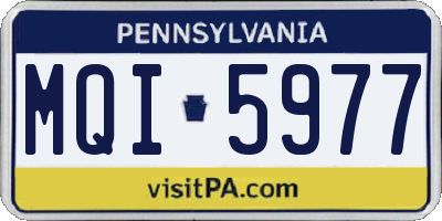 PA license plate MQI5977
