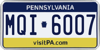 PA license plate MQI6007