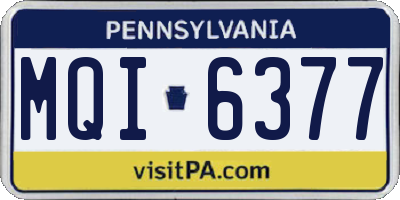 PA license plate MQI6377