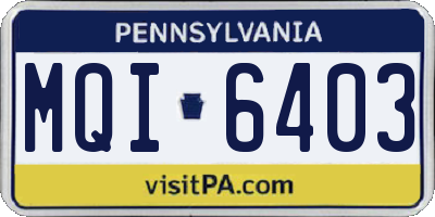 PA license plate MQI6403