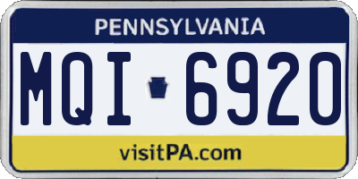 PA license plate MQI6920