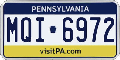 PA license plate MQI6972