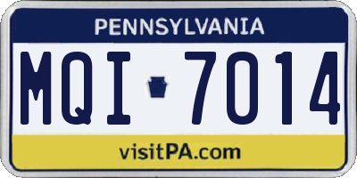 PA license plate MQI7014